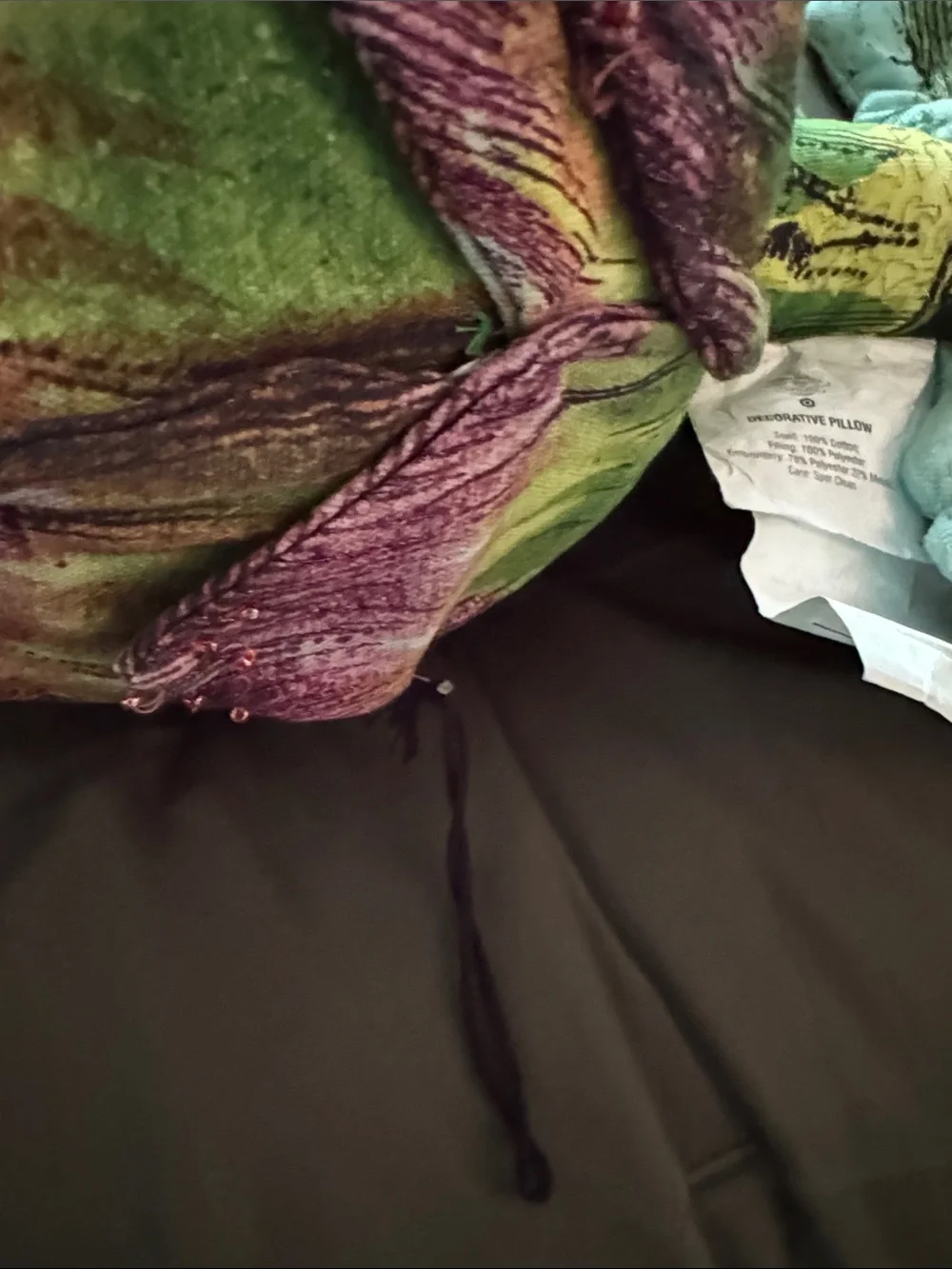 Decorative Purple and Green Fabric Artichoke Accent Pillow